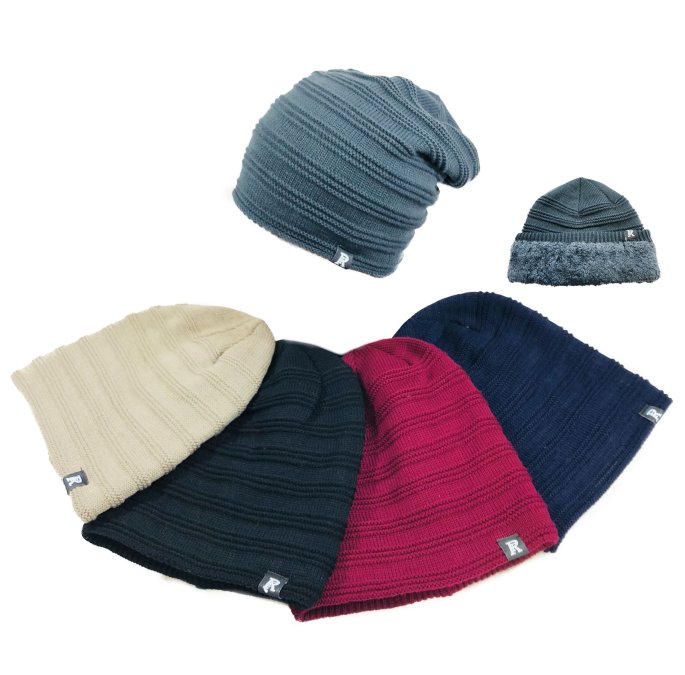 Insulated Knitted Slouch BEANIE with Plush Lining [Double Stitch]